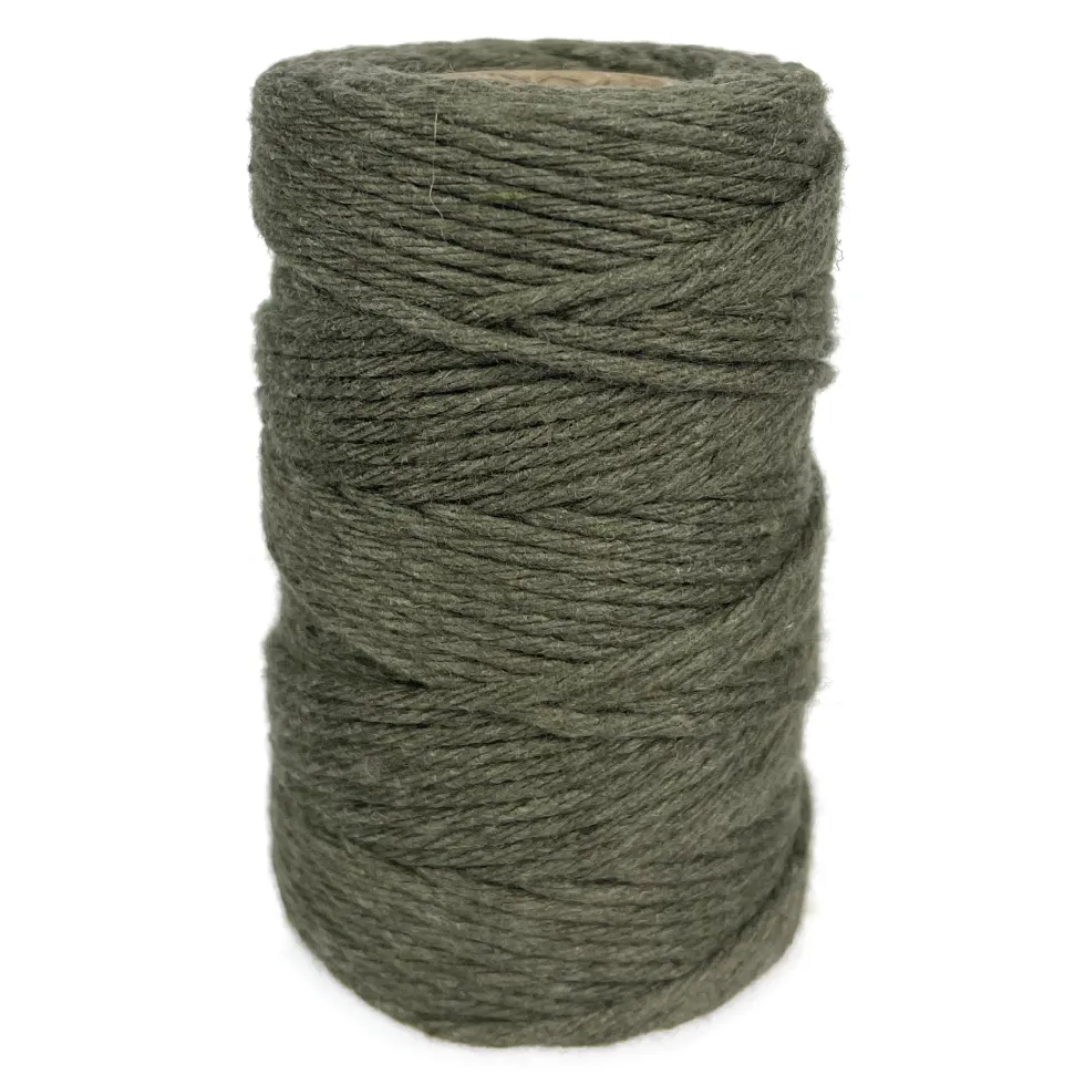 Sznurek bawełniany do makramy - khaki, 2 mm, 60 m