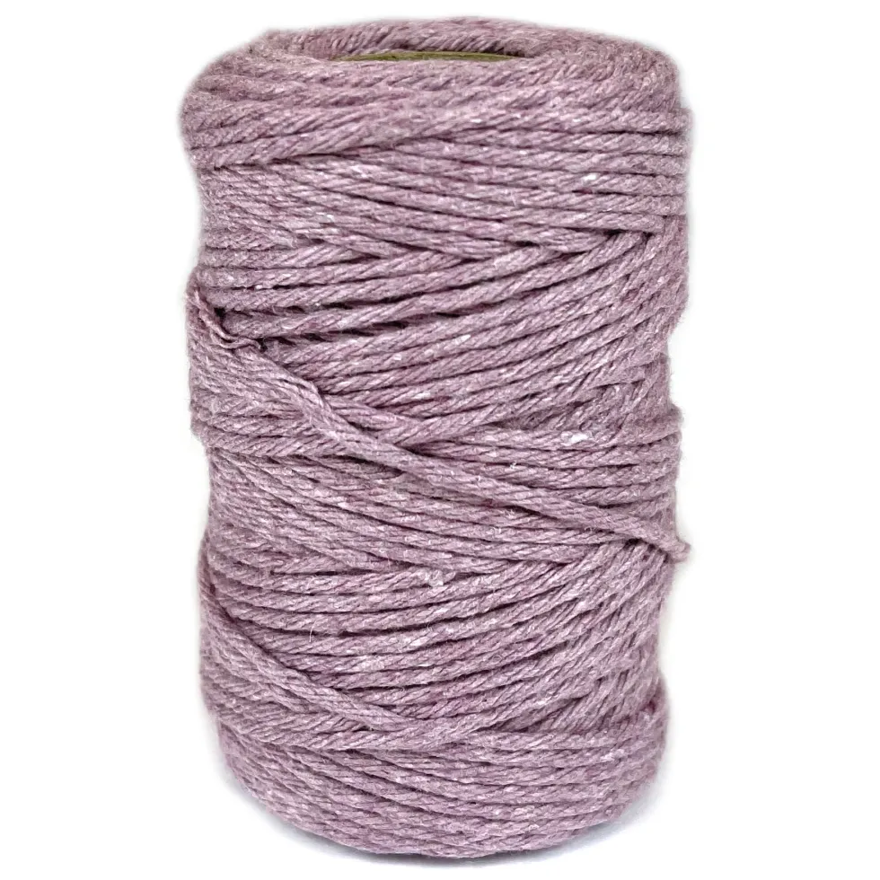 Sznurek bawełniany do makramy - lawendowy, 2 mm, 60 m