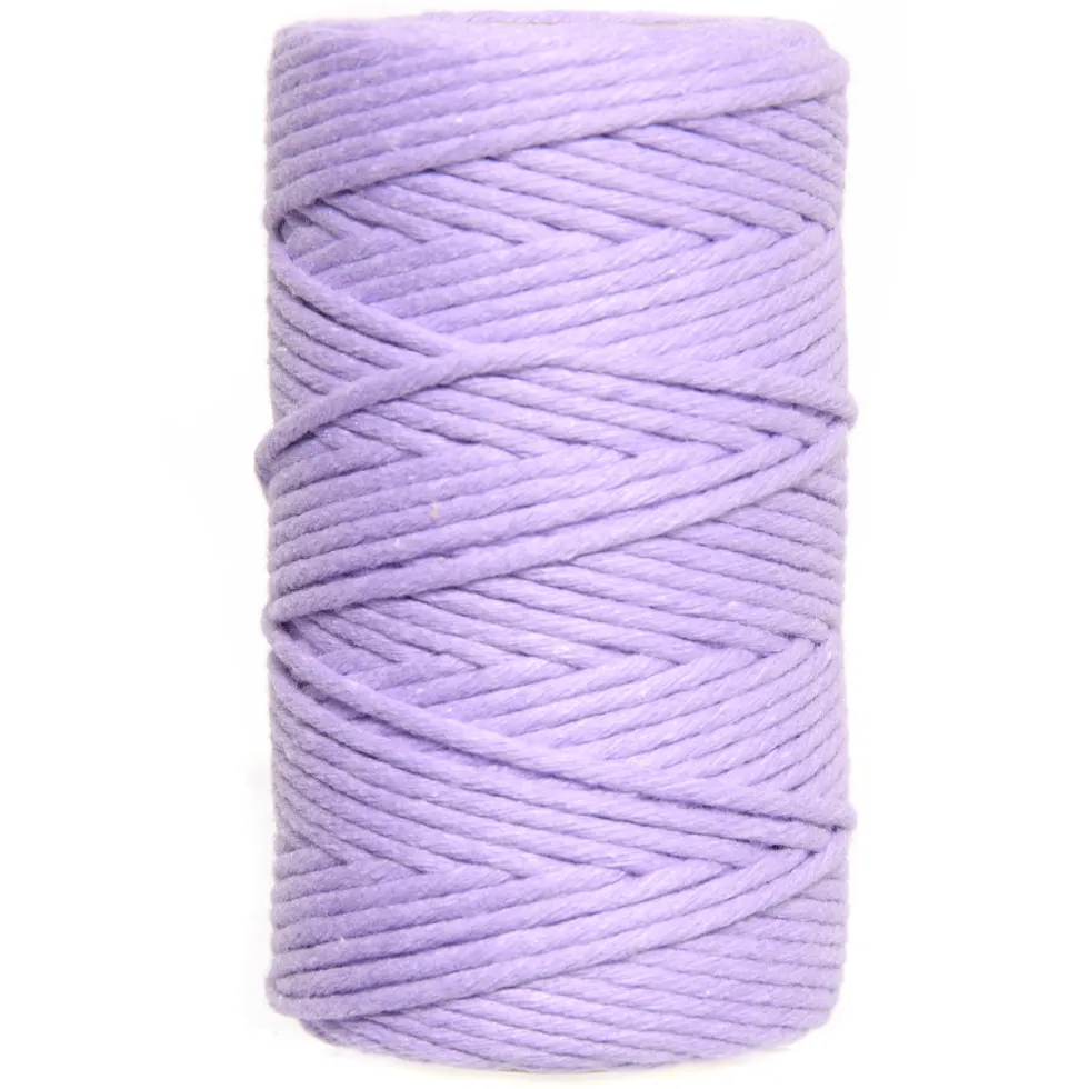 Sznurek bawełniany do makramy - liliowy, 2 mm, 100 g, 60 m