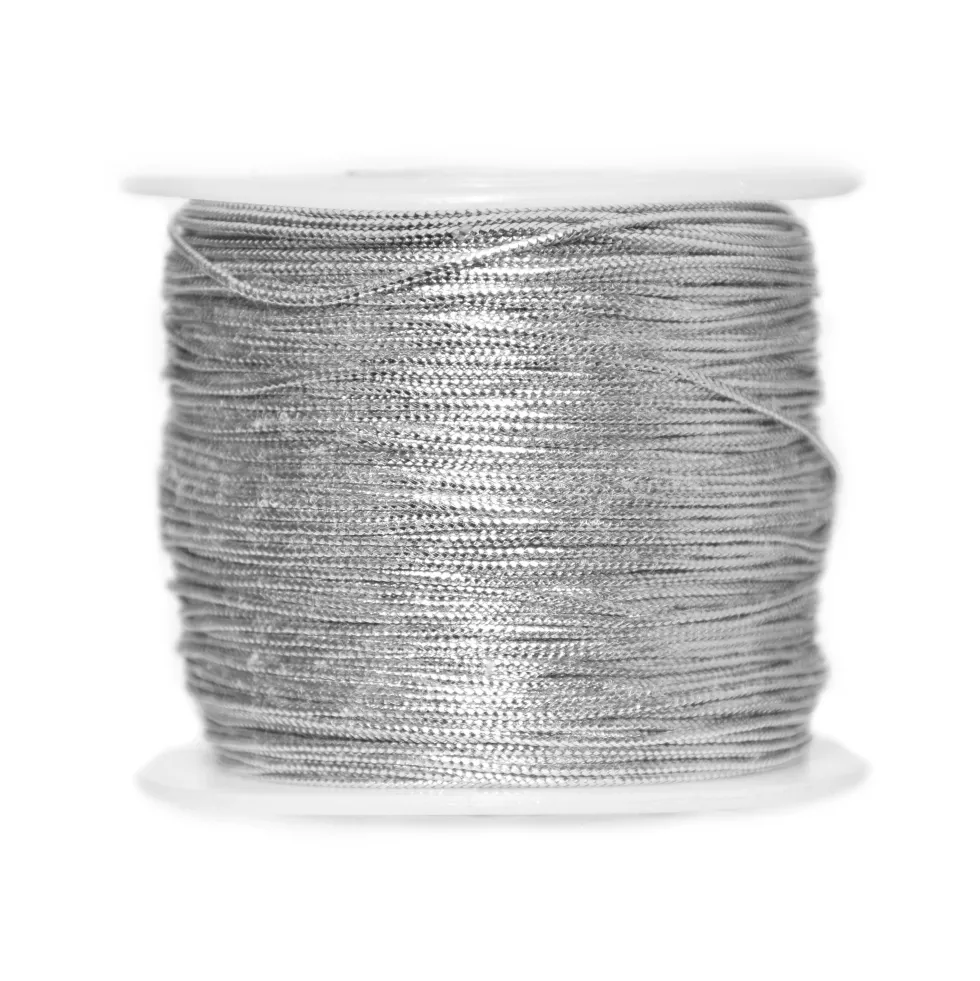 Sznurek dekoracyjny - srebrny, 0,8 mm x 100 m