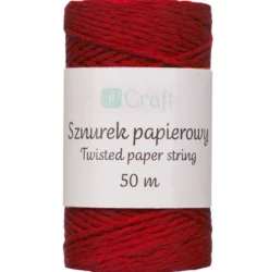 Sznurek papierowy, skręcany - DpCraft - czerwony, 50 m