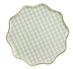 Talerzyki papierowe Kratka - zielone 23 cm 6 szt.