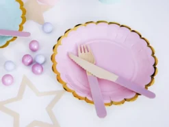 Talerzyki papierowe - różowo-złote, 18 cm, 6 szt.