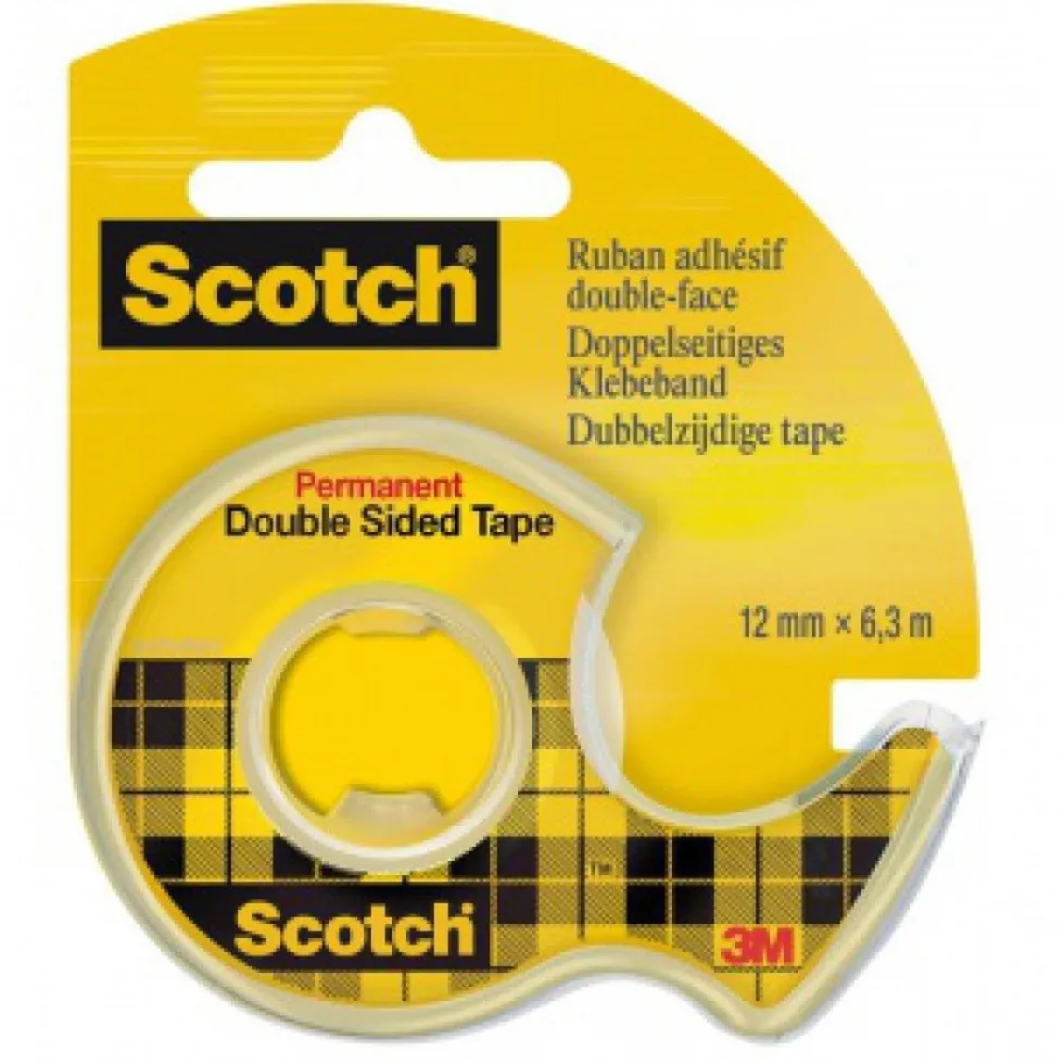Taśma biurowa dwustronna z dyspenserem - Scotch - transparentna 12 mm x 6,3 m