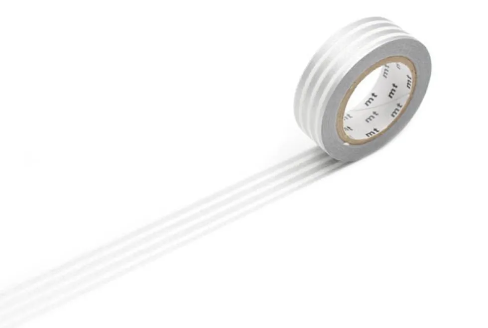 Taśma papierowa washi - MT Masking Tape - Border Silver, 7 m