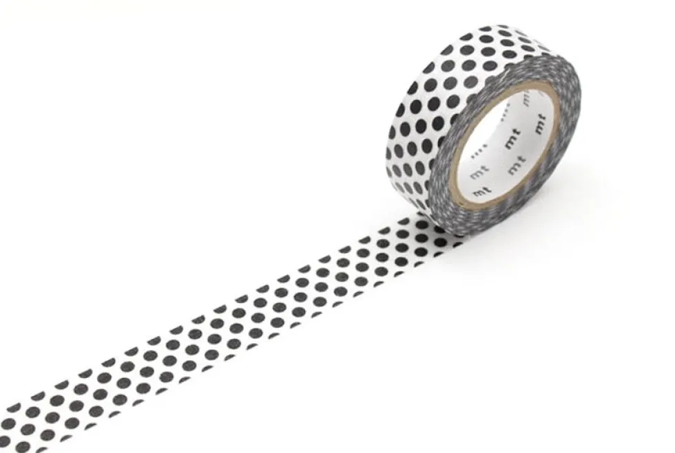 Taśma papierowa washi - MT Masking Tape - Dot Black, 7 m