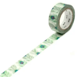 Taśma papierowa washi - MT Masking Tape - Peacock Feathers, 7 m