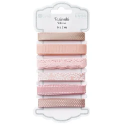Tasiemki ozdobne, satynowe i rypsowe - DpCraft - Nudes, 6 szt.