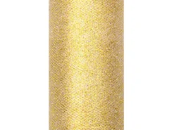 Tiul dekoracyjny Glittery - złoty, 15 cm x 9 m
