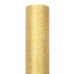 Tiul dekoracyjny Glittery - złoty, 15 cm x 9 m