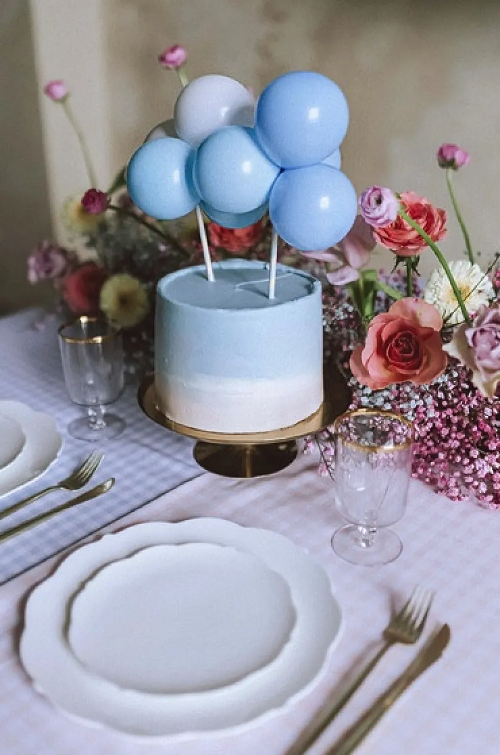 Topper balonowy na tort - niebieski, 29 cm