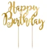 Topper na tort Happy Birthday - złoty, 22,5 cm