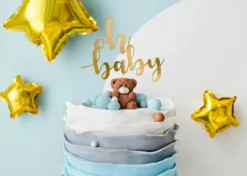 Topper na tort, Oh Baby - złoty, 25 cm