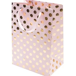 Torba prezentowa w kropki - Rico Design - różowo-złota, 18 x 26 x 12 cm