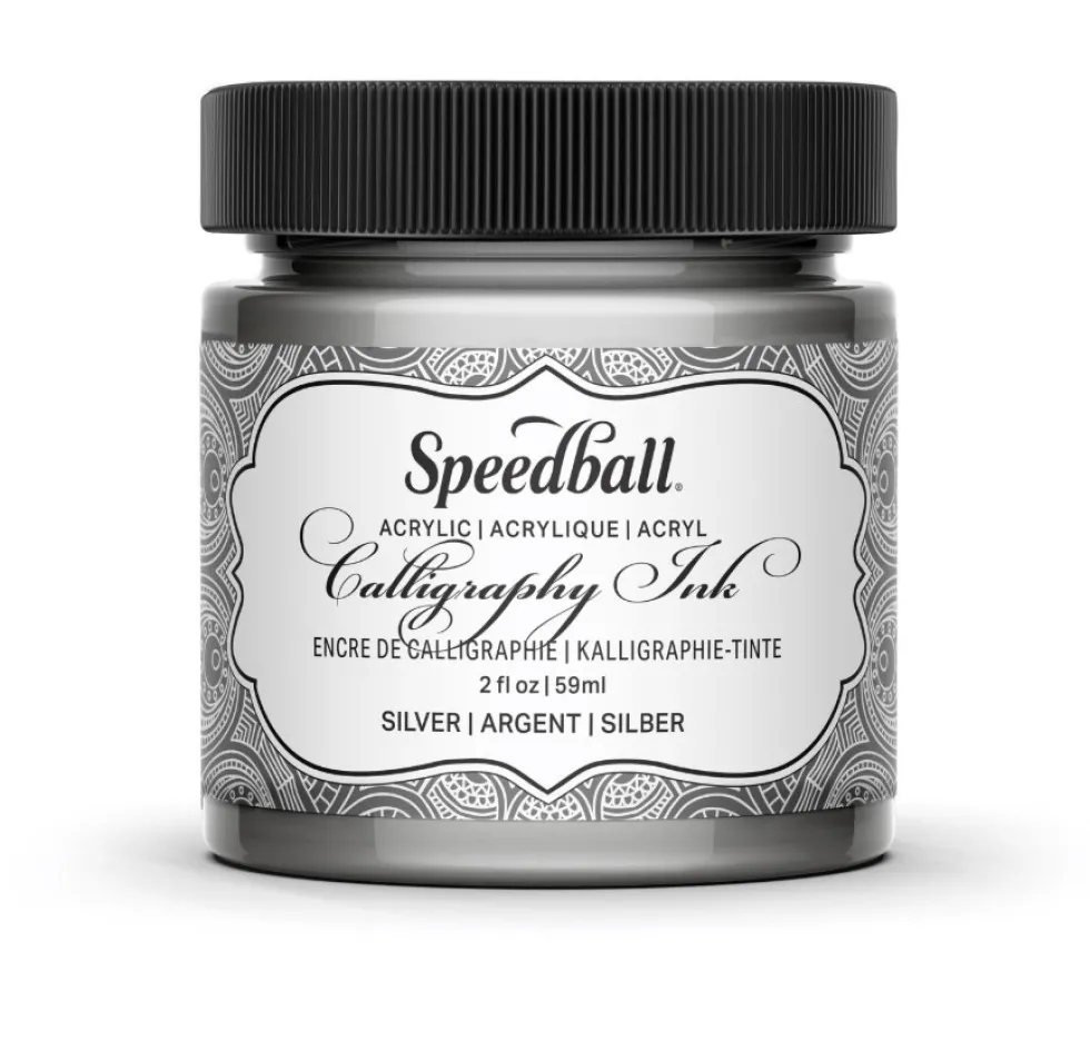 Tusz akrylowy do kaligrafii - Speedball - Silver 59 ml