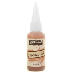 Tusz alkoholowy Media Ink - Pentart - Brąz Metaliczny, 20 ml