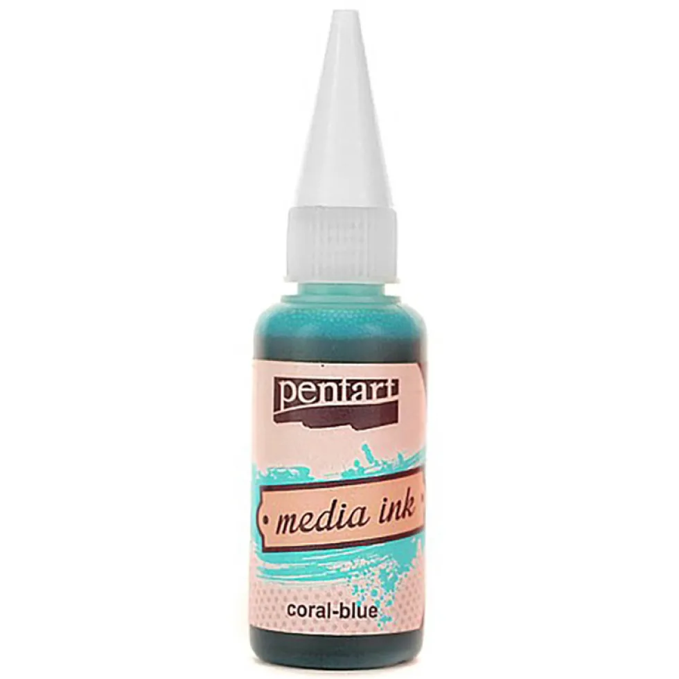 Tusz alkoholowy Media Ink - Pentart - Koralowy niebieski, 20 ml