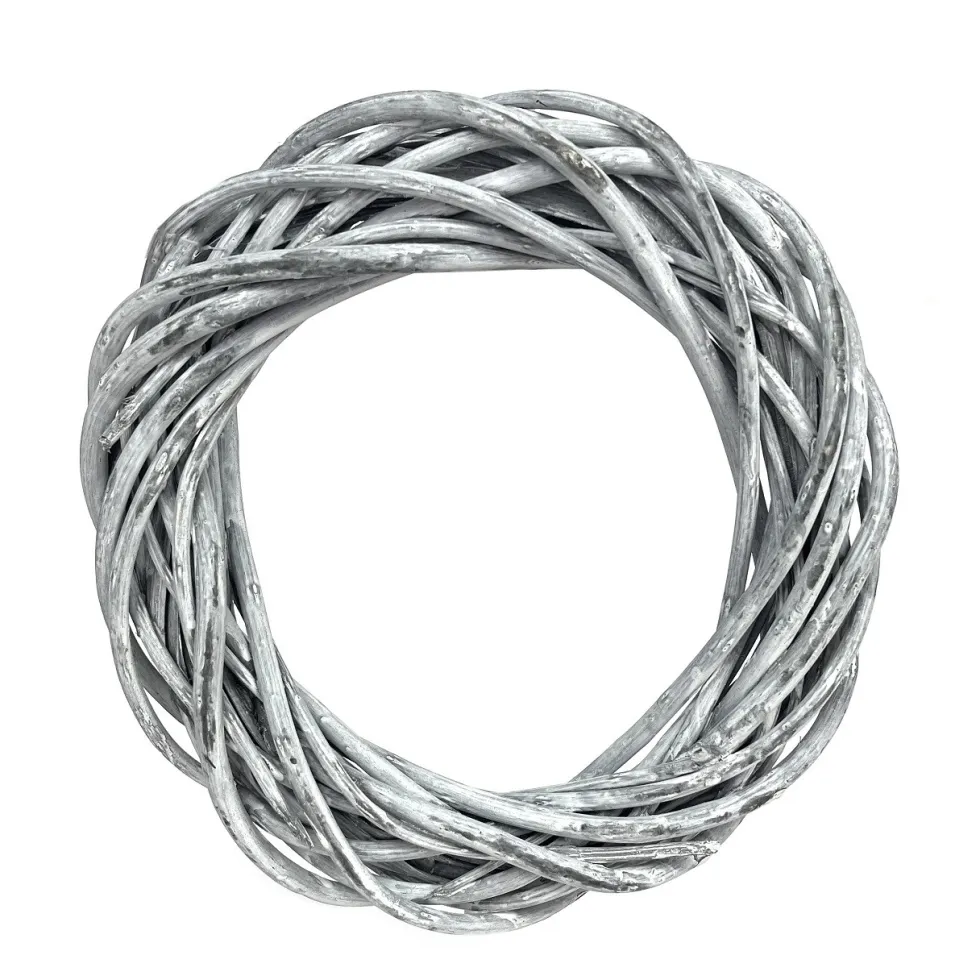 Wianek pleciony, wiklinowy, baza do stroików - szary, 25 cm