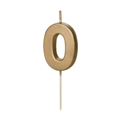 Świeczka urodzinowa cyferka 0 - złota, 4,5 cm