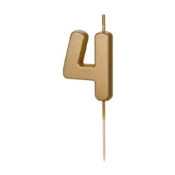 Świeczka urodzinowa cyferka 4 - złota, 4,5 cm