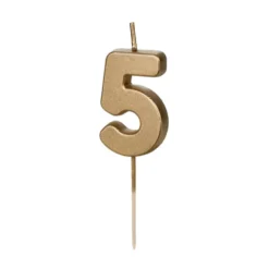 Świeczka urodzinowa cyferka 5 - złota, 4,5 cm