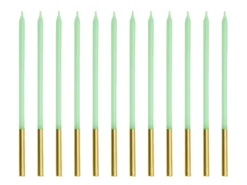 Świeczki urodzinowe gładkie - jasnozielone, 14 cm, 12 szt.