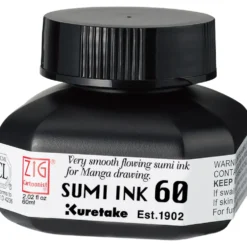Wolnoschnący tusz ZIG Cartoonist Sumi Ink - Kuretake - czarny, 60 ml