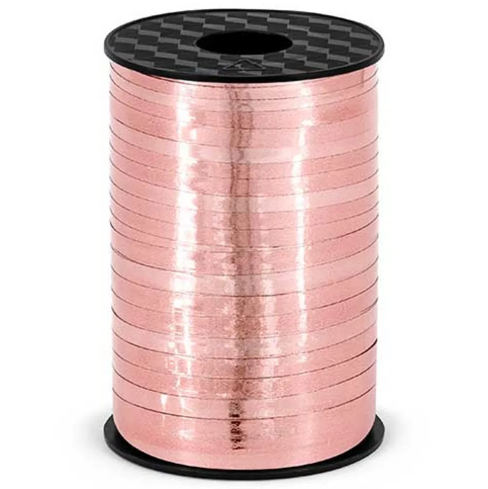 Wstążka plastikowa do balonów - różowe złoto, 5 mm x 225 m