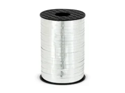 Wstążka plastikowa do balonów - srebrna metalizowana, 5 mm x 225 m