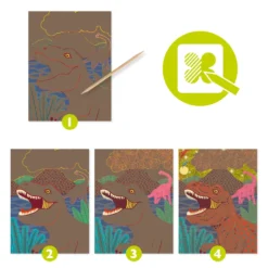 Wydrapywanka dla dzieci - Djeco - Dinozaury, 4 szt.