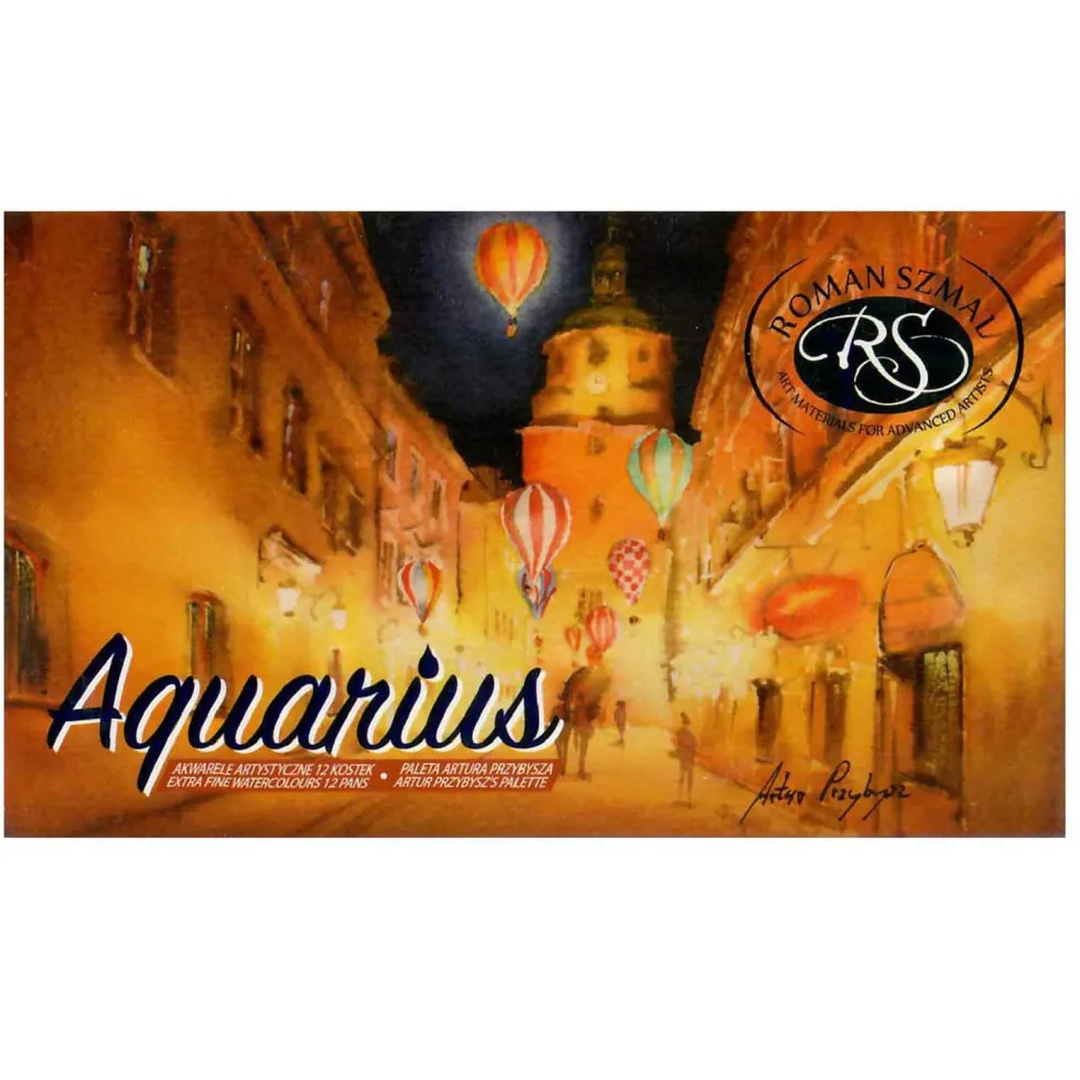 Zestaw akwareli Aquarius w kostkach, Artur Przybysz - Roman Szmal - 12 kolorów