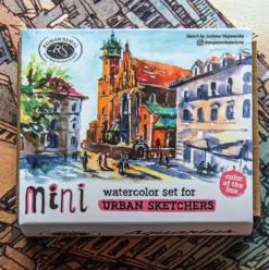 Zestaw akwareli Aquarius w półkostkach Mini Urban Sketchers - Roman Szmal - Pink, 8 kolorów