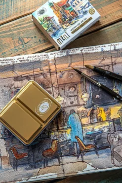 Zestaw akwareli Aquarius w półkostkach Mini Urban Sketchers - Roman Szmal - Pink, 8 kolorów