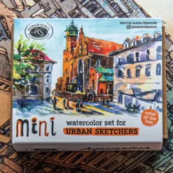 Zestaw akwareli Aquarius w półkostkach Mini Urban Sketchers - Roman Szmal - Apricot, 8 kolorów