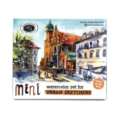 Zestaw akwareli Aquarius w półkostkach Mini Urban Sketchers - Roman Szmal - Apricot, 8 kolorów