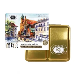 Zestaw akwareli Aquarius w półkostkach Mini Urban Sketchers - Roman Szmal - Gold, 8 kolorów