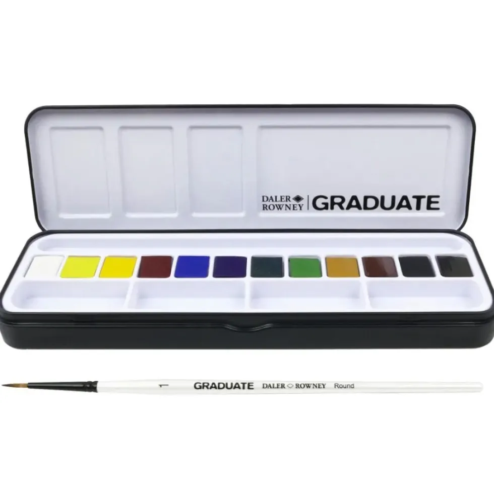 Zestaw akwareli Graduate w półkostkach - Daler Rowney - 12 szt.