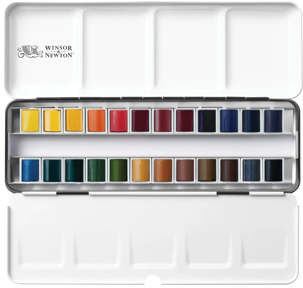 Zestaw akwareli Professional w półkostkach - Winsor & Newton - 24 szt.
