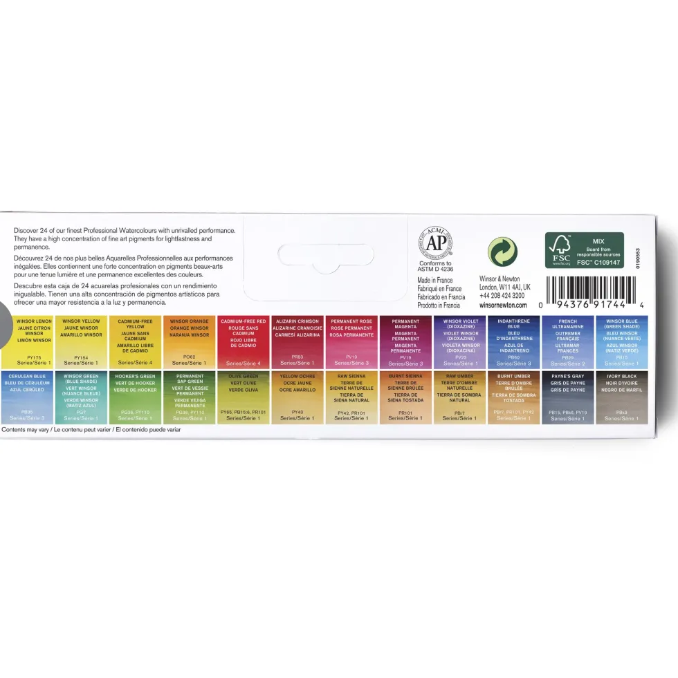 Zestaw akwareli Professional w półkostkach - Winsor & Newton - 24 szt.