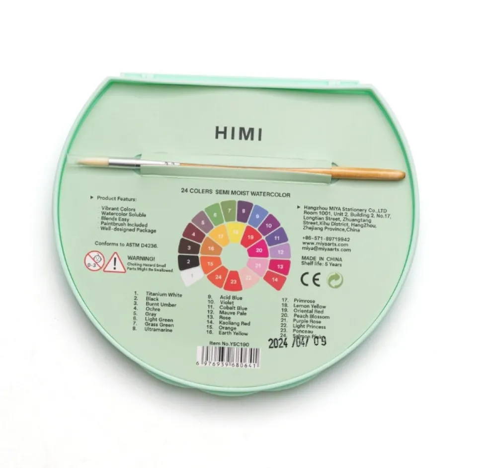 Zestaw akwareli Semi-Moist Green - HIMI - 24 szt.
