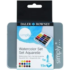 Zestaw akwareli Simply w półkostkach - Daler Rowney - 15 szt.