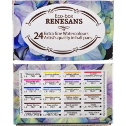 Zestaw akwareli w półkostkach Eco Box - Renesans - 24 kolory