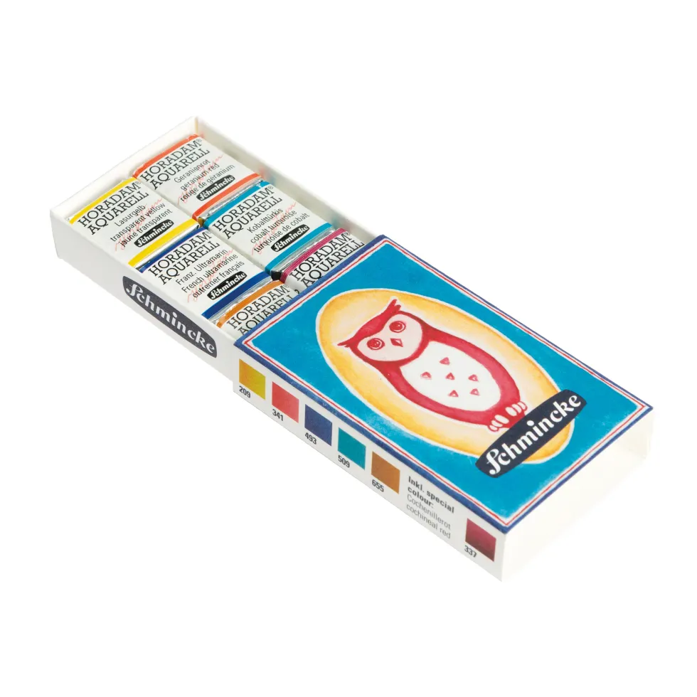 Zestaw akwareli w półkostkach Horadam Aquarell Printed Matchbox - Schmincke - 6 szt.