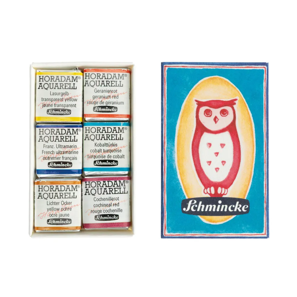 Zestaw akwareli w półkostkach Horadam Aquarell Printed Matchbox - Schmincke - 6 szt.
