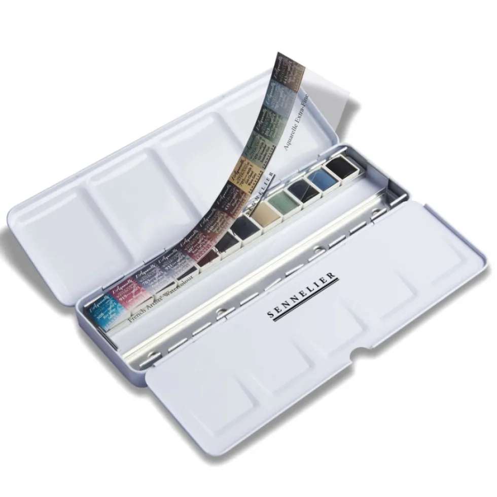 Zestaw akwareli w półkostkach l'Aquarelle Neutral - Sennelier - 12 szt.