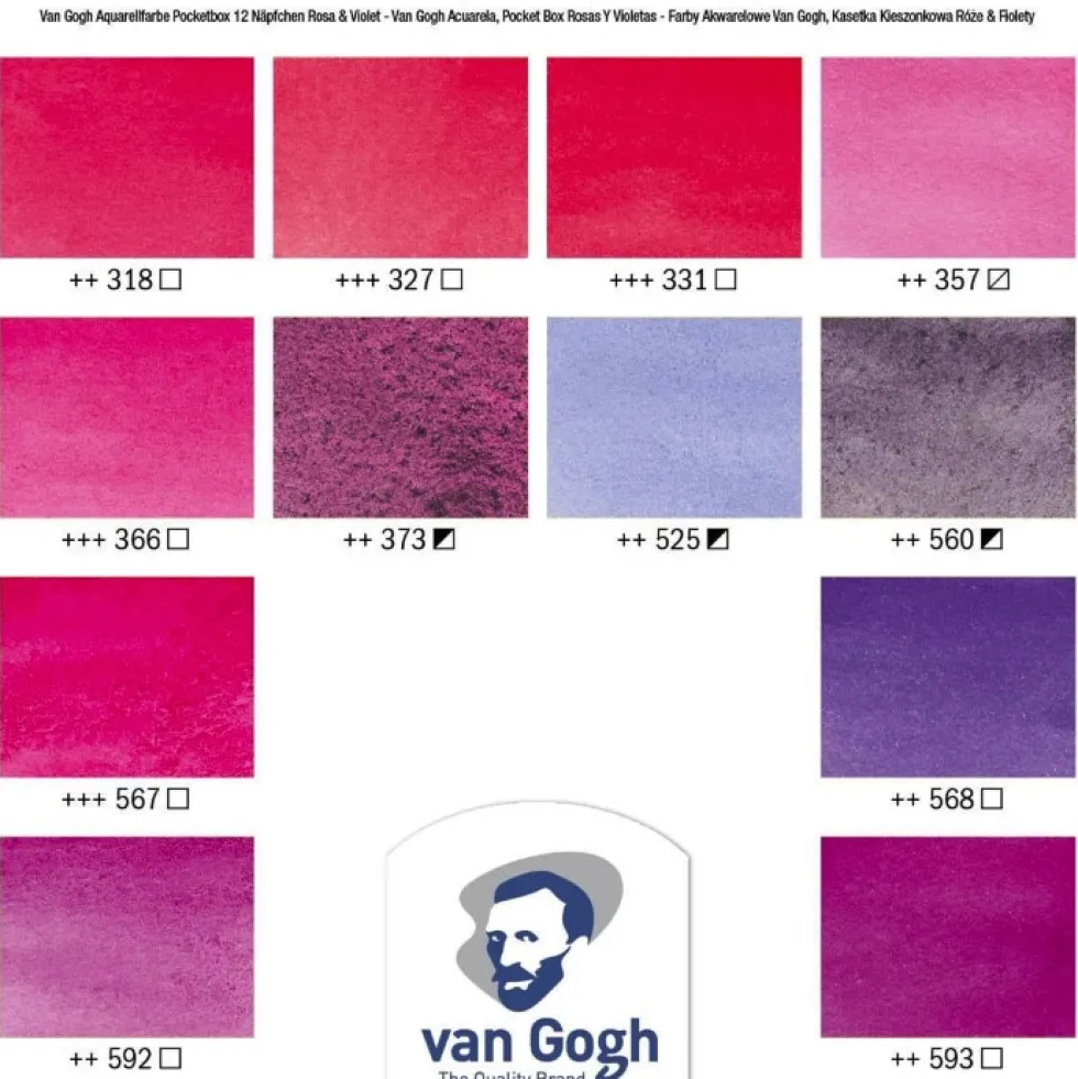 Zestaw akwareli w półkostkach Pocket Box Pinks & Violets - Van Gogh - 12 kolorów