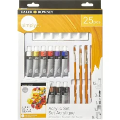 Zestaw artystyczny z akrylami Acrylic Set - Daler Rowney - 25 szt.