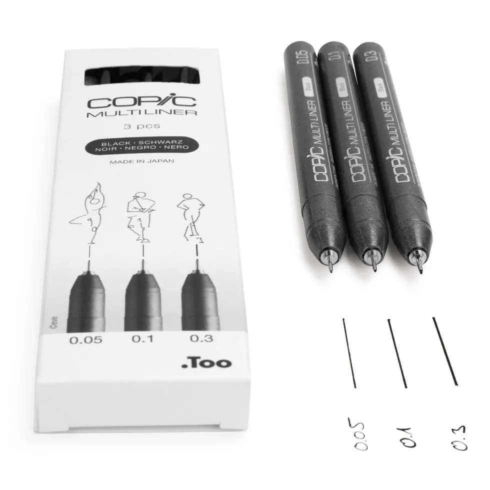 Zestaw cienkopisów Copic Multiliner Fine - Black 3 szt.