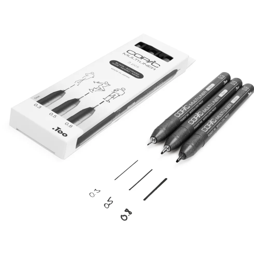 Zestaw cienkopisów Copic Multiliner Medium - Black 3 szt.