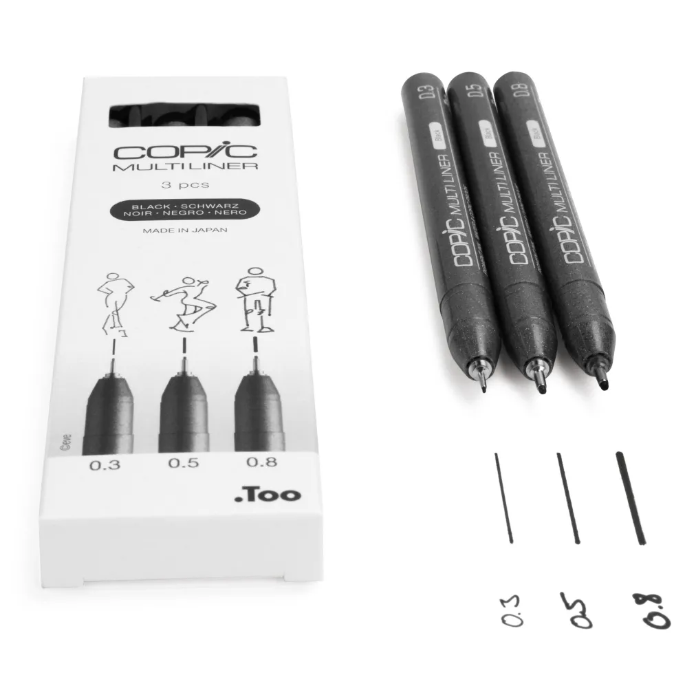 Zestaw cienkopisów Copic Multiliner Medium - Black 3 szt.
